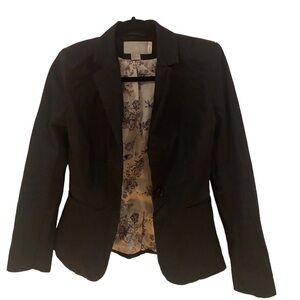Womens Black Tailored Blazer with Floral Lining